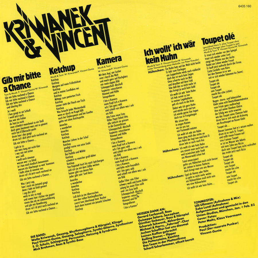 kriwanek and vincent lp paper sleeve of record front
